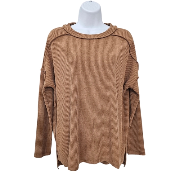 Zenana Outfitters Sweaters - New Zenana Top Womens Size S M L XL Tan Ribbed